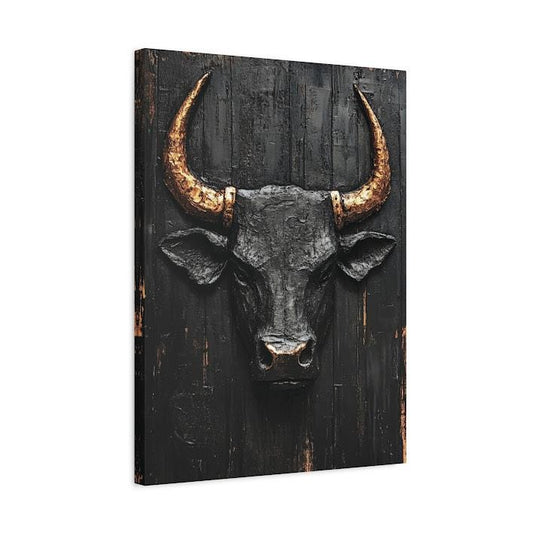Rustic Bull Canvas Print | Abstract Farmhouse Decor | Masculine Skull Art — Canvas wall art