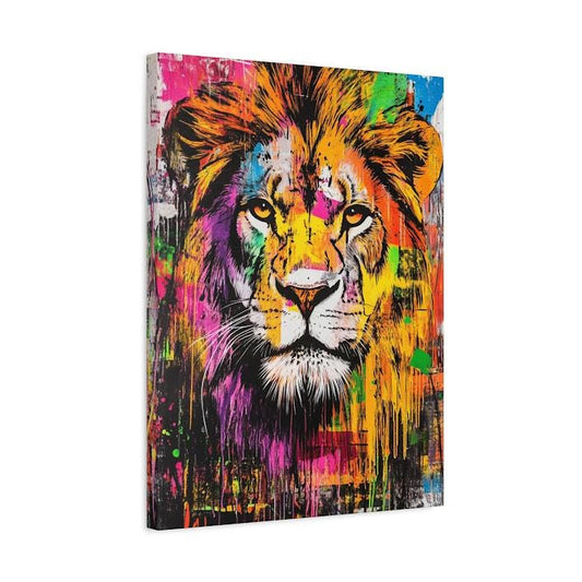 Colorful Abstract Lion Print | Modern Animal Wall Art, King Jungle Poster, Urban Graffiti Painting — Canvas wall art