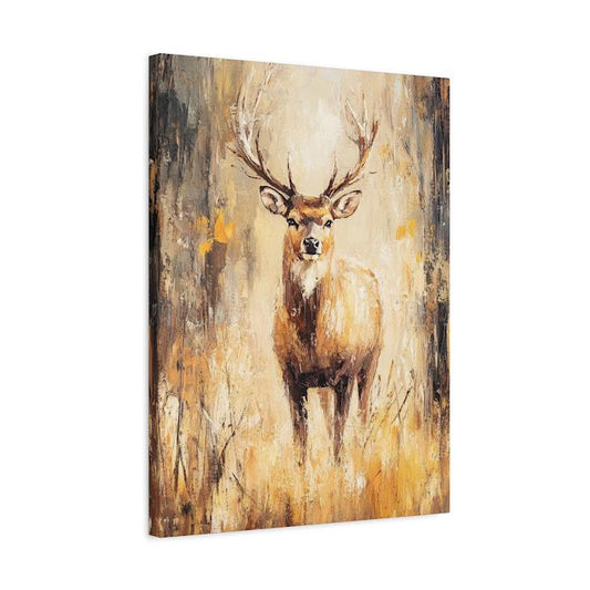 Deer Wall Art | Rustic Stag Canvas | Modern Luxury Forest Animal Decor | Antlers Art for Hunting Cabin, Loft, Man Cave |