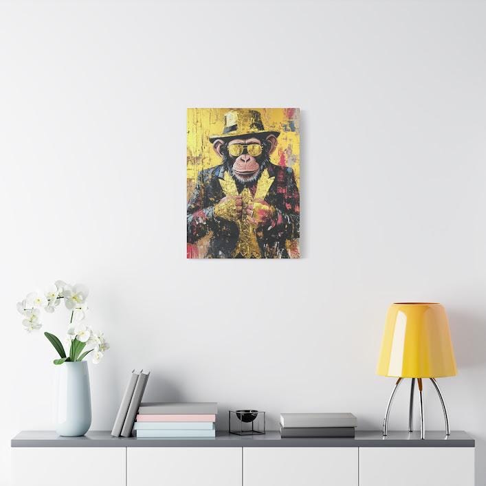 Graffiti Monkey Canvas Print | Modern Wildlife Art — Framed Print wall art