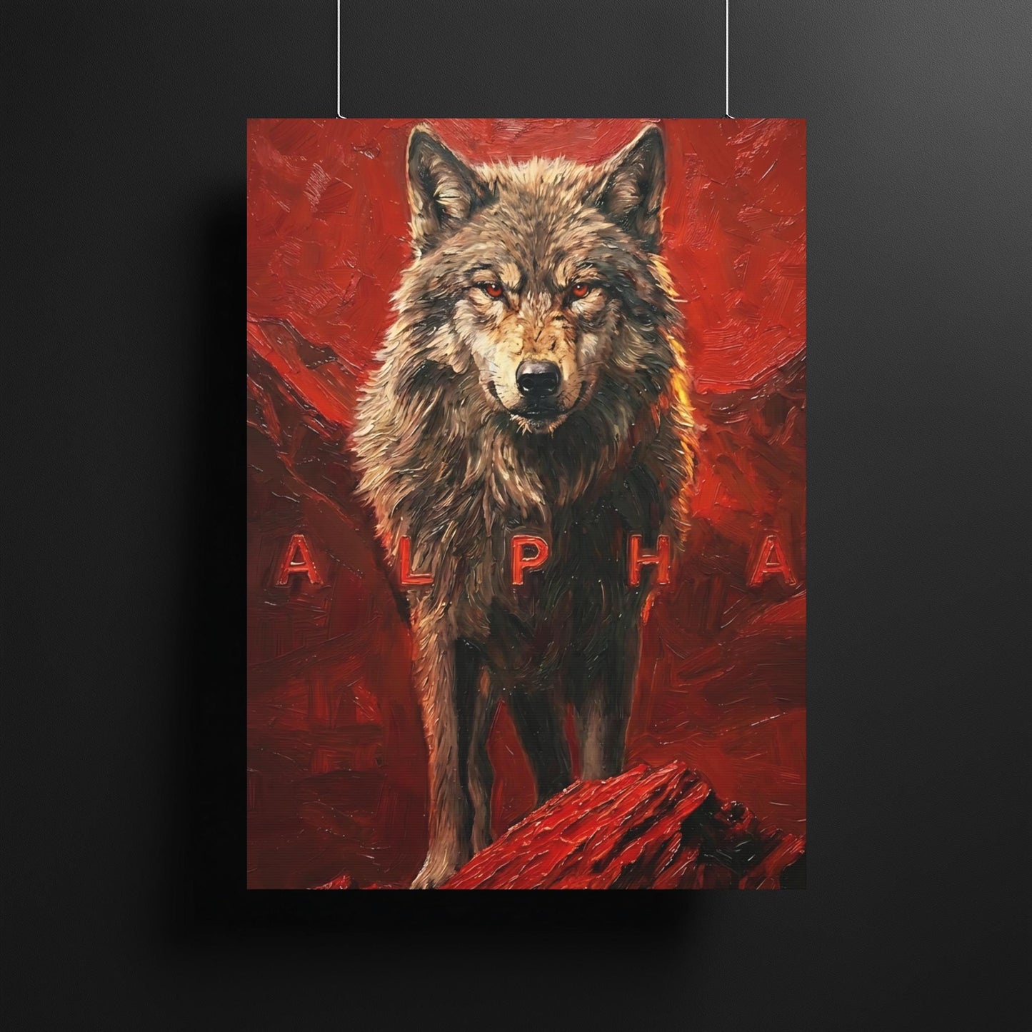 Alpha Wolf Wall Art | Masculine Canvas | Man Cave Decor — Framed Print wall art