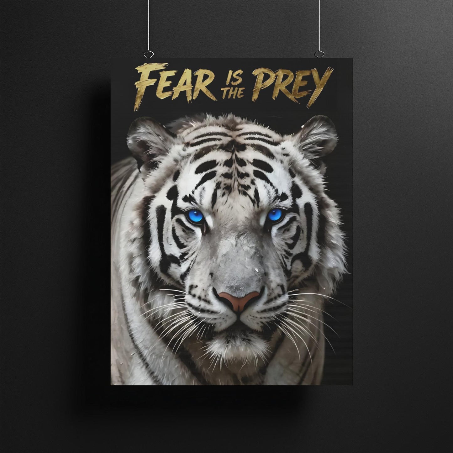 White Tiger Canvas Art | Motivational Quote, Modern Office Decor — Framed Print wall art