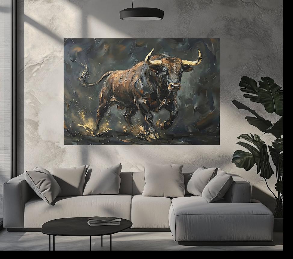 Bold Bull Canvas Print | Wildlife Animal Wall Art | Farmhouse Decor | Modern Wildlife Canvas or Poster | Finance Gift for Day