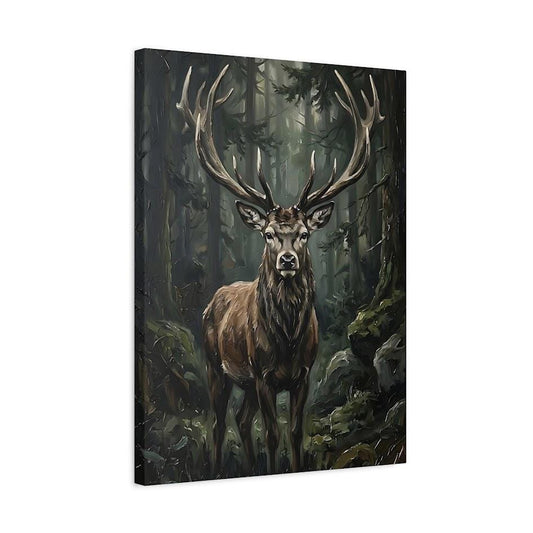 Stag Deer Wall Art, Moody Forest Wildlife Canvas Print — Canvas wall art