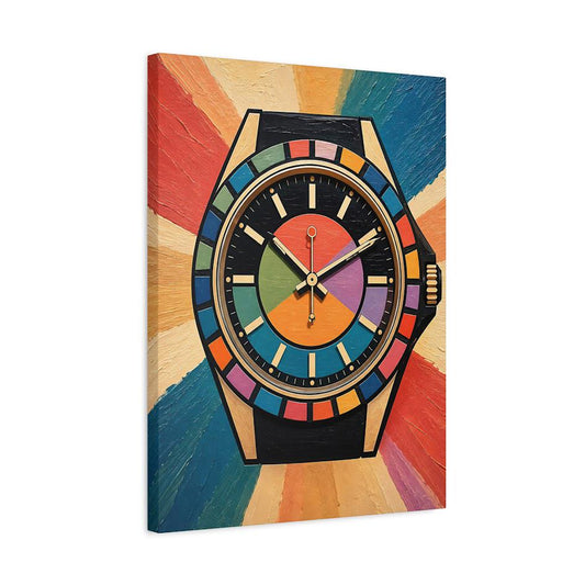 Modern Watch Canvas Art, Colorful Pop Art Timepiece Print for Hypebeast Office — Canvas wall art
