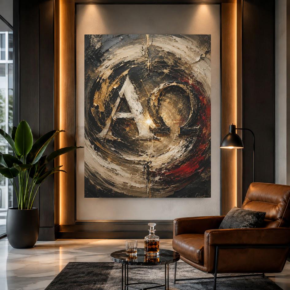 Alpha Omega Wall Art | Christian Canvas Print | Faith Abstract Decor — Framed Print wall art