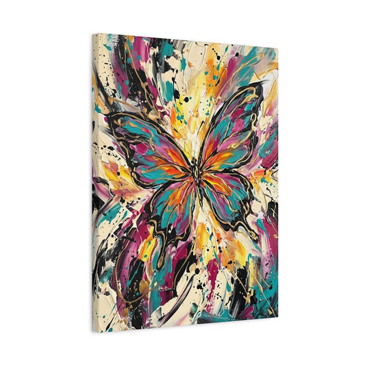 Abstract Butterfly Canvas Wall Art, Colorful Impasto Print for Maximalist Living Room — Canvas wall art