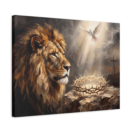 Lion of Judah Wall Art | Crown of Thorns Canvas | Christian Home Decor — Canvas wall art