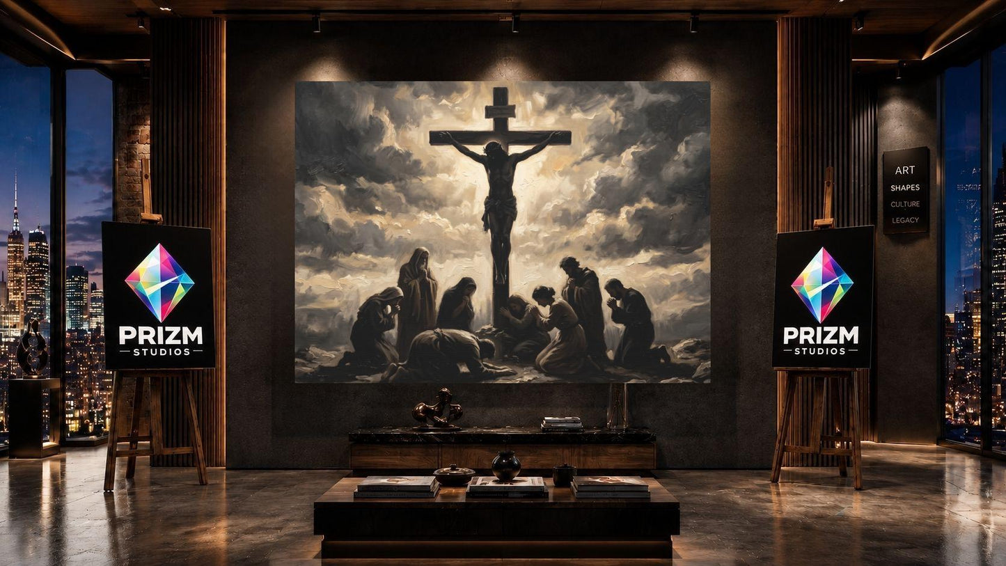 Jesus on the Cross Canvas | Good Friday Faith Art | Religious Home Decor — Framed Print wall art