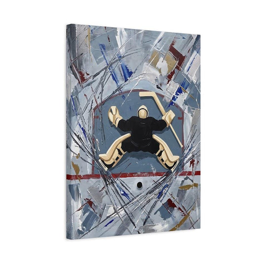 Goalie Wall Art | Ice Rink Canvas Print | Abstract Sports Decor for Hockey Room Man Cave Bedroom — Canvas wall art