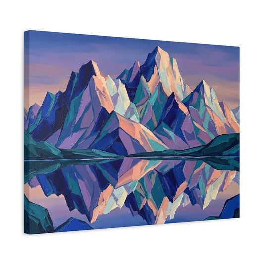 Colorful Mountain Wall Art | Geometric Landscape Canvas | Modern Cabin Decor — Canvas wall art