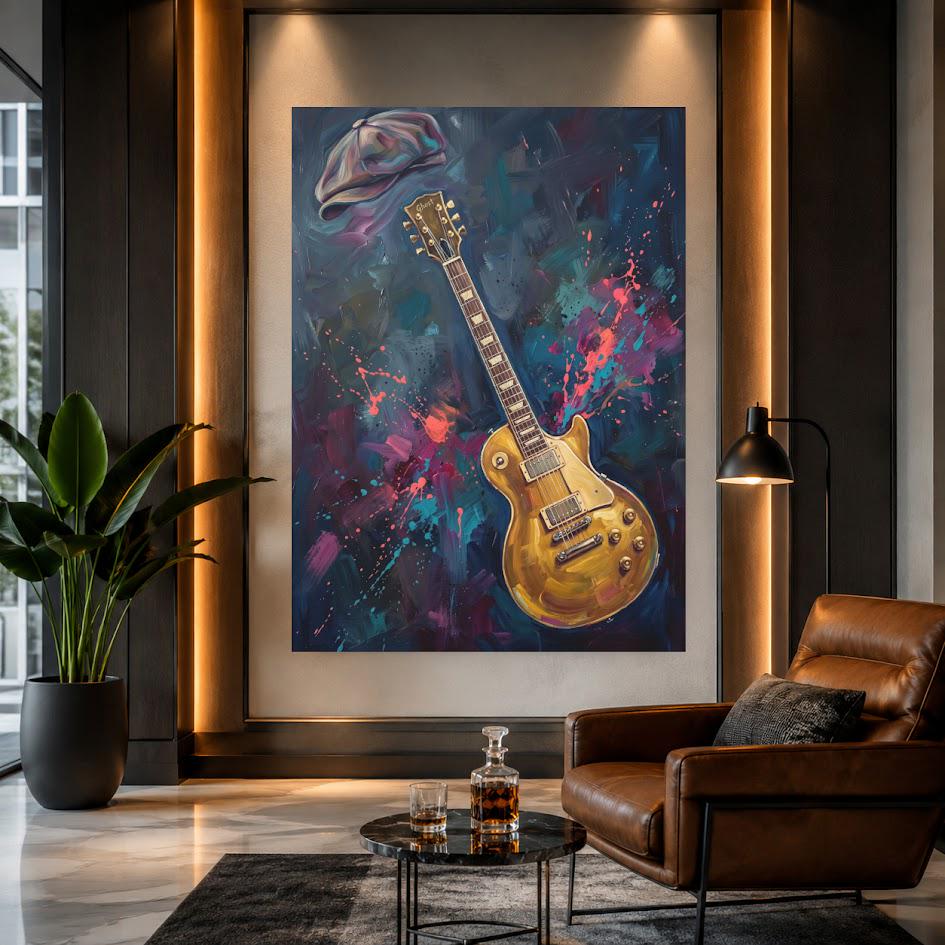 Electric Guitar Wall Art | Music Studio Decor | Rock N Roll Canvas — Framed Print wall art