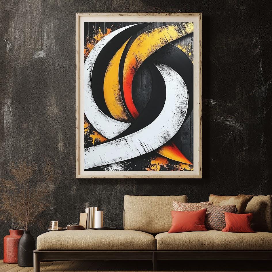Black Gold Abstract Wall Art | Modern Statement Canvas | Luxury Living Room Decor — Framed Print wall art
