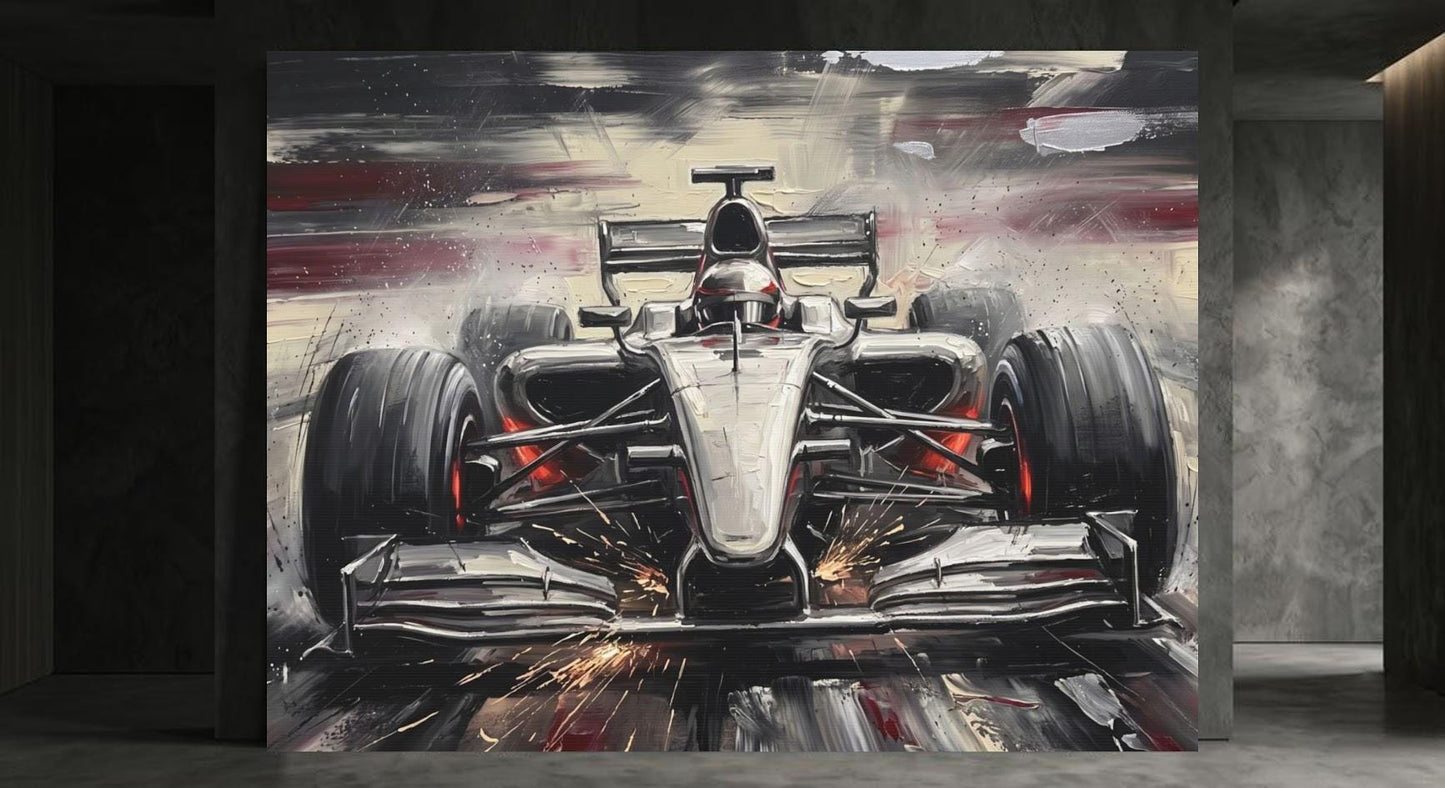 Race Car Wall Art | Formula Car Canvas | Motorsport Decor for Office or Man Cave — Framed Print wall art