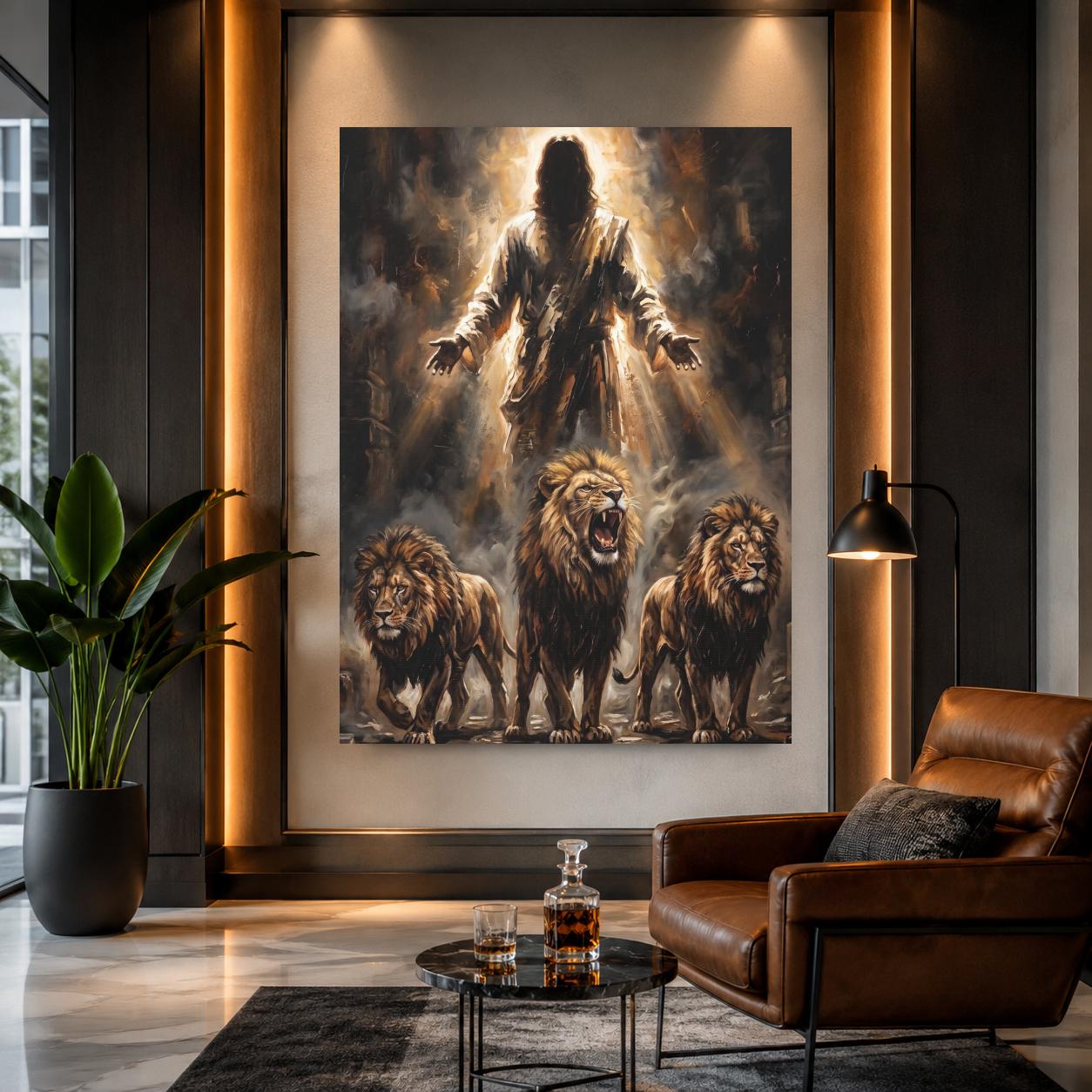 Lion of Judah Wall Art | Jesus Canvas | Masculine Christian Decor — Framed Print wall art