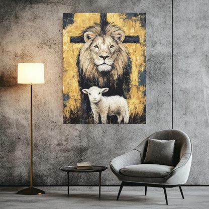 Lion of Judah Art | Christian Scripture Wall Print | Bible Verse Decor | Religious Painting | Jesus Art Wall Hanging | Lion &