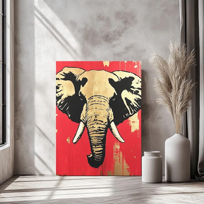 Gold Elephant Art Print | Modern Luxury Safari Wall Decor — Framed Print wall art