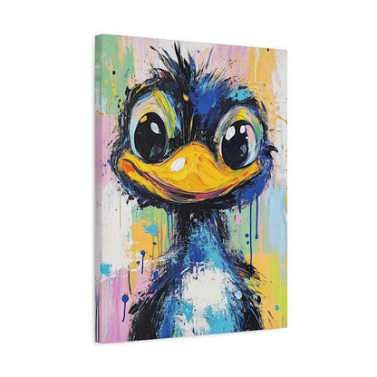 Colorful Bird Canvas Print | Whimsical Nursery, Kids Room Decor, Quirky Wall Art — Canvas wall art