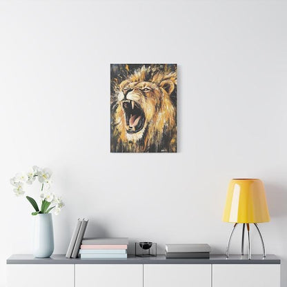 Roaring Lion Wall Art Canvas Print, Bold Wildlife Decor for Office, Living Room or Man Cave — Framed Print wall art