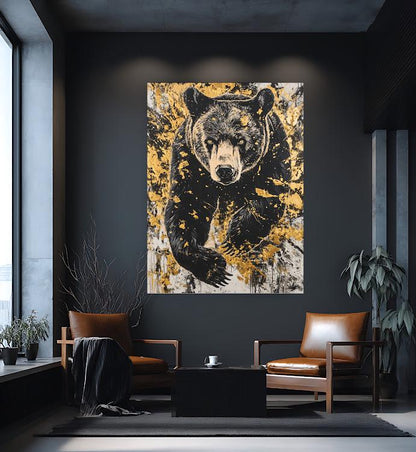Bear Large Wall Art Print | Canvas or Poster | Hunting lodge decor | Forest Wildlife Artwork | Modern Rustic Animal Original