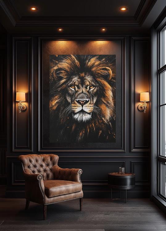 Lion Canvas Print | Bold Animal Wall Art, Safari Decor — Framed Print wall art