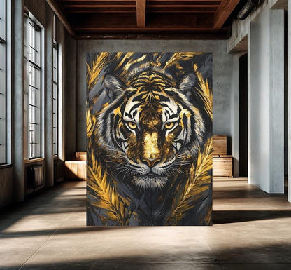 Golden Tiger Canvas Print, Animal Wall Art, Wildlife Home Decor — Framed Print wall art