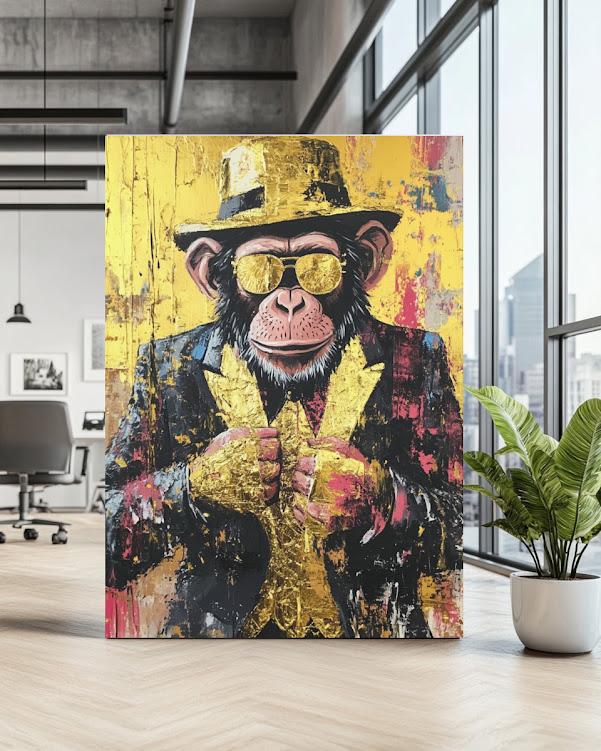 Graffiti Monkey Canvas Print | Modern Wildlife Art — Framed Print wall art