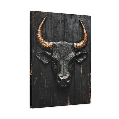 Rustic Bull Canvas Print | Abstract Farmhouse Decor | Masculine Skull Art — Canvas wall art