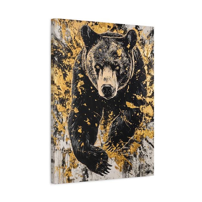 Bear Large Wall Art Print | Canvas or Poster | Hunting lodge decor | Forest Wildlife Artwork | Modern Rustic Animal Original