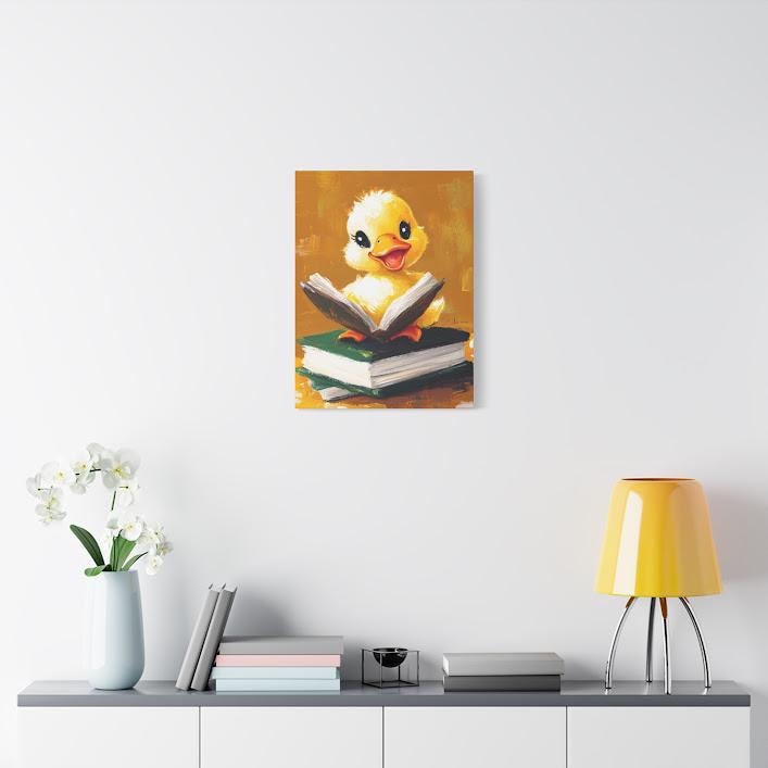 Reading Duck Art Print | Whimsical Animal Classroom Decor — Framed Print wall art