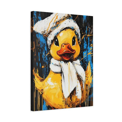 Whimsical Duck Canvas Print, Winter Hat and Scarf, Animal Wall Art — Canvas wall art