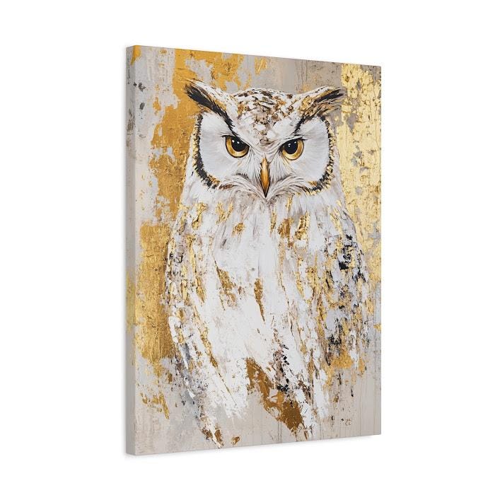 Gold Owl Canvas Art, Modern Animal Print, Large Wall Decor — Canvas wall art