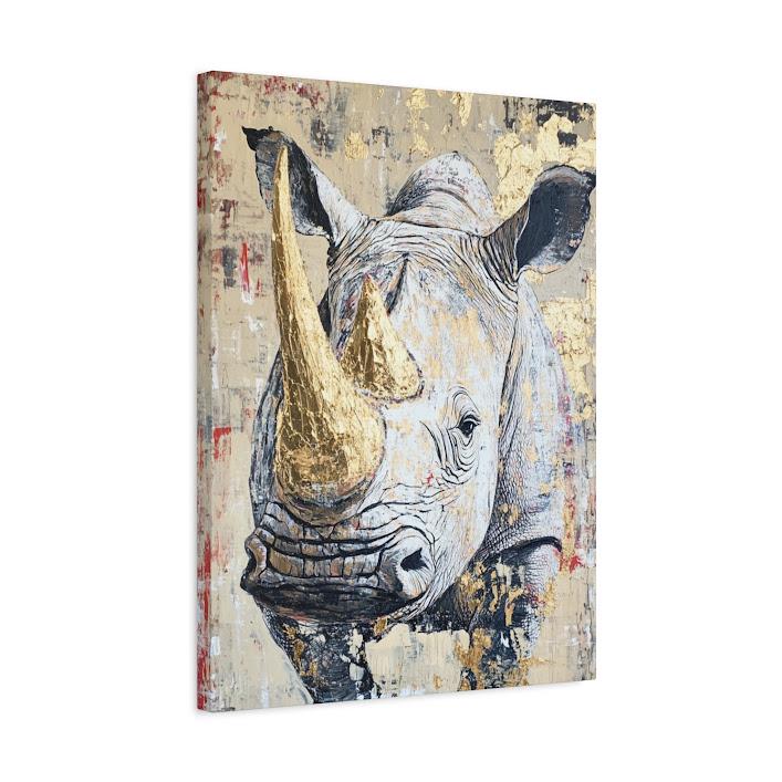 Gold Leaf Rhino Art Print | Modern Safari Wall Decor — Canvas wall art
