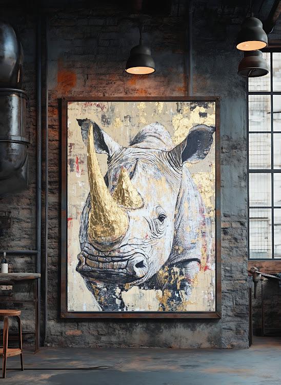 Gold Leaf Rhino Art Print | Modern Safari Wall Decor — Poster wall art