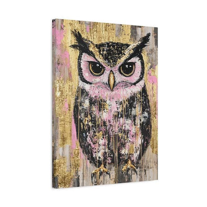 Pink Gold Owl Wall Art | Luxury Bird Canvas Print | Wise Owl Poster for Girls Room Decor | Modern Animal Wall Art | Nursery