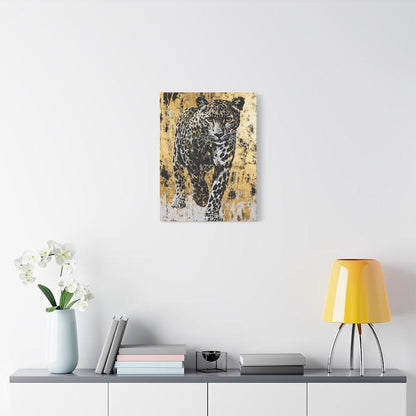 Leopard Canvas Art | Bold Gold Animal Print, Jungle Decor — Framed Print wall art