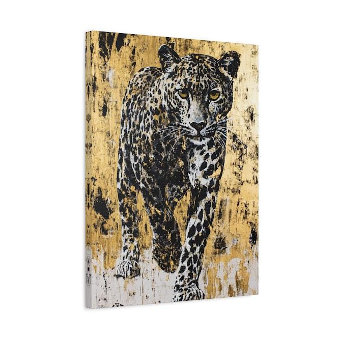 Leopard Canvas Art | Bold Gold Animal Print, Jungle Decor — Canvas wall art