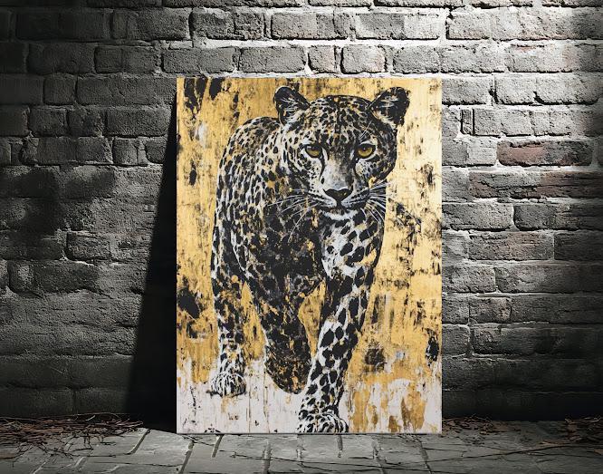 Leopard Canvas Art | Bold Gold Animal Print, Jungle Decor — Framed Print wall art