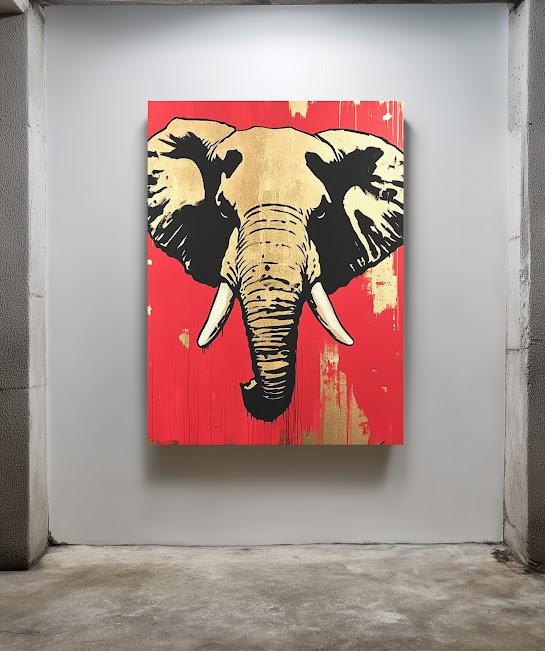 Gold Elephant Art Print | Modern Luxury Safari Wall Decor — Framed Print wall art
