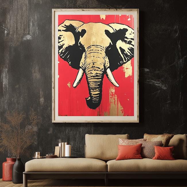 Gold Elephant Art Print | Modern Luxury Safari Wall Decor — Poster wall art