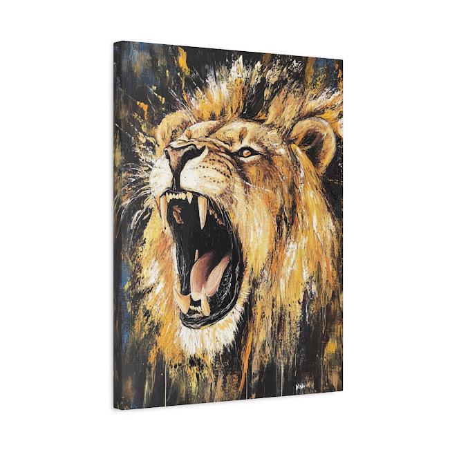 Roaring Lion Wall Art Canvas Print, Bold Wildlife Decor for Office, Living Room or Man Cave — Canvas wall art