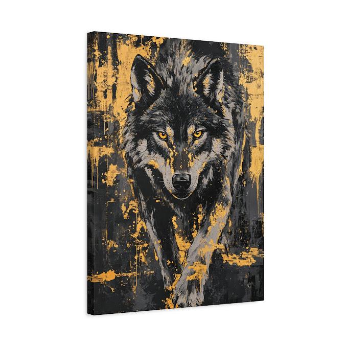 Wolf Wall Art Canvas Print, Rustic Cabin Decor, Moody Wildlife Artwork for Lodge Office — Canvas wall art
