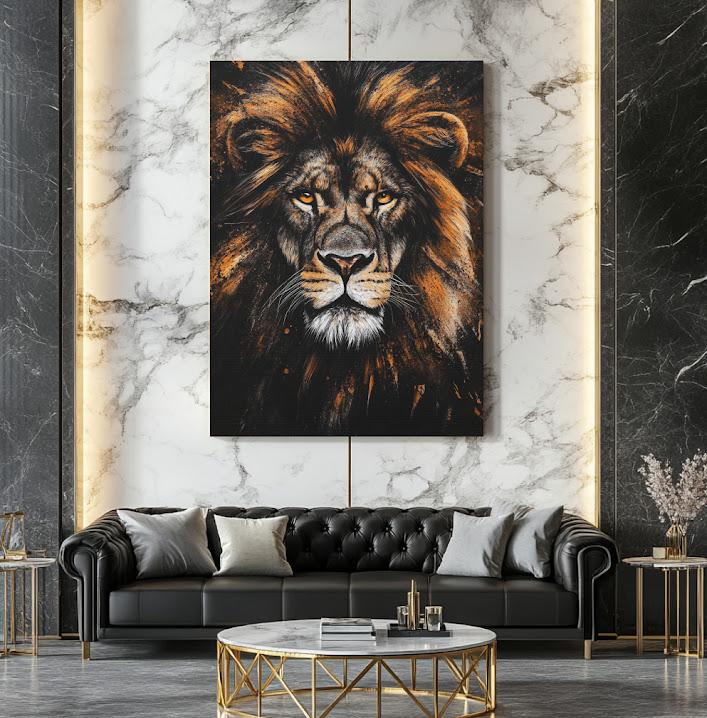 Lion Canvas Print | Bold Animal Wall Art, Safari Decor — Framed Print wall art
