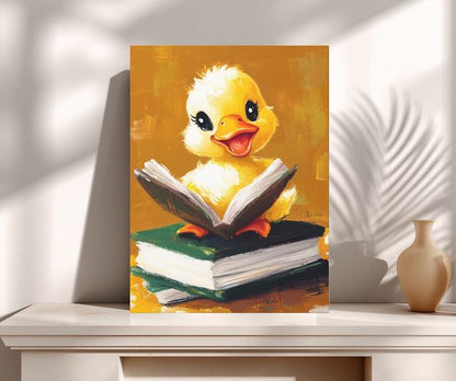 Reading Duck Art Print | Whimsical Animal Classroom Decor — Poster wall art