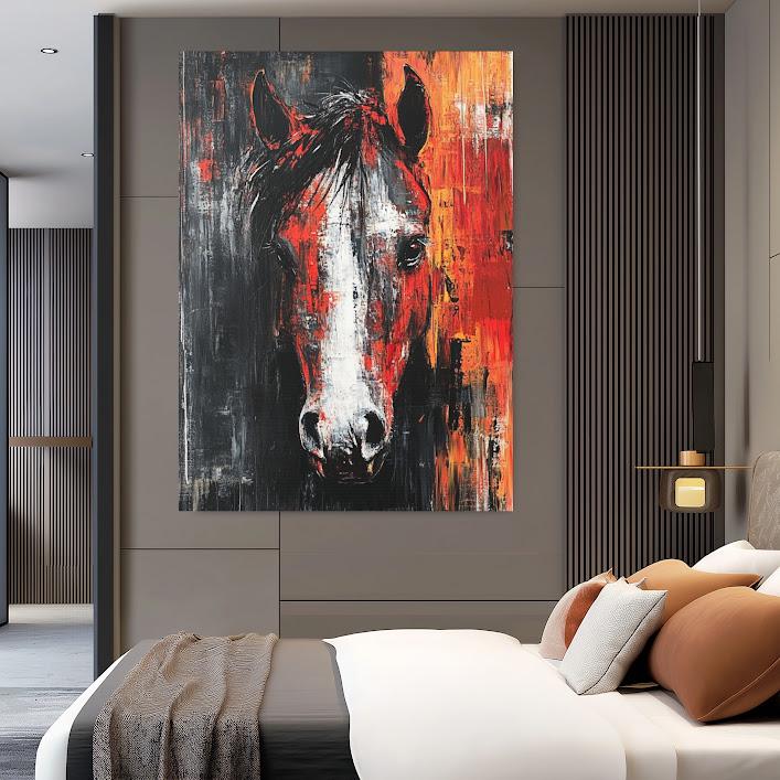 Abstract Horse Canvas Print | Bold Stallion Western Farmhouse Art — Framed Print wall art
