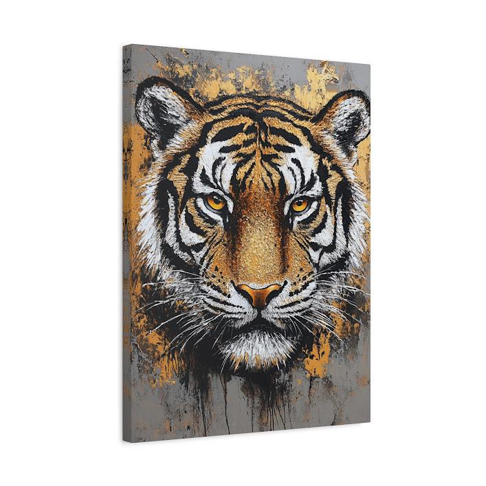 Tiger Portrait Canvas | Modern Animal Wall Art | Man Cave Decor — Canvas wall art