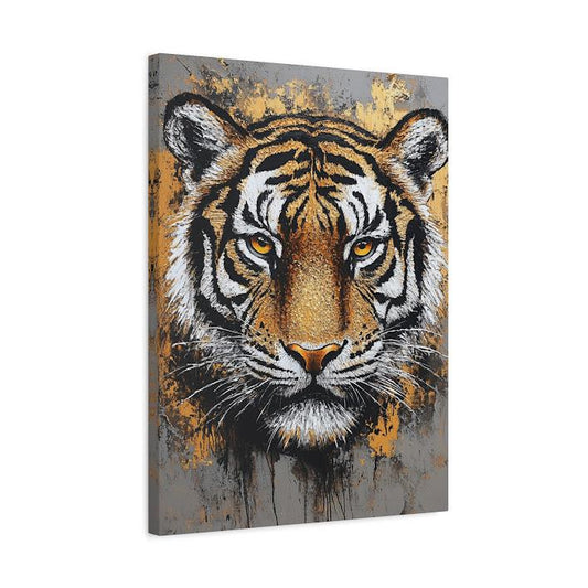 Tiger Portrait Canvas | Modern Animal Wall Art | Man Cave Decor — Canvas wall art
