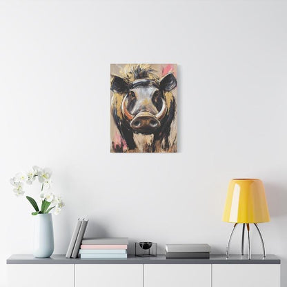 Warthog Canvas Wall Art | Wild Boar Painting | Rustic Animal Decor | Bold Farmhouse Animal Art | Large Jungle Pig Statement