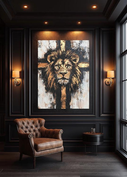 Lion of Judah Canvas Art | Christian Scripture Wall Print | Bible Verse Decor | Religious Painting | Jesus Art Hanging |