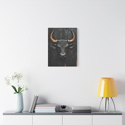 Rustic Bull Canvas Print | Abstract Farmhouse Decor | Masculine Skull Art — Framed Print wall art